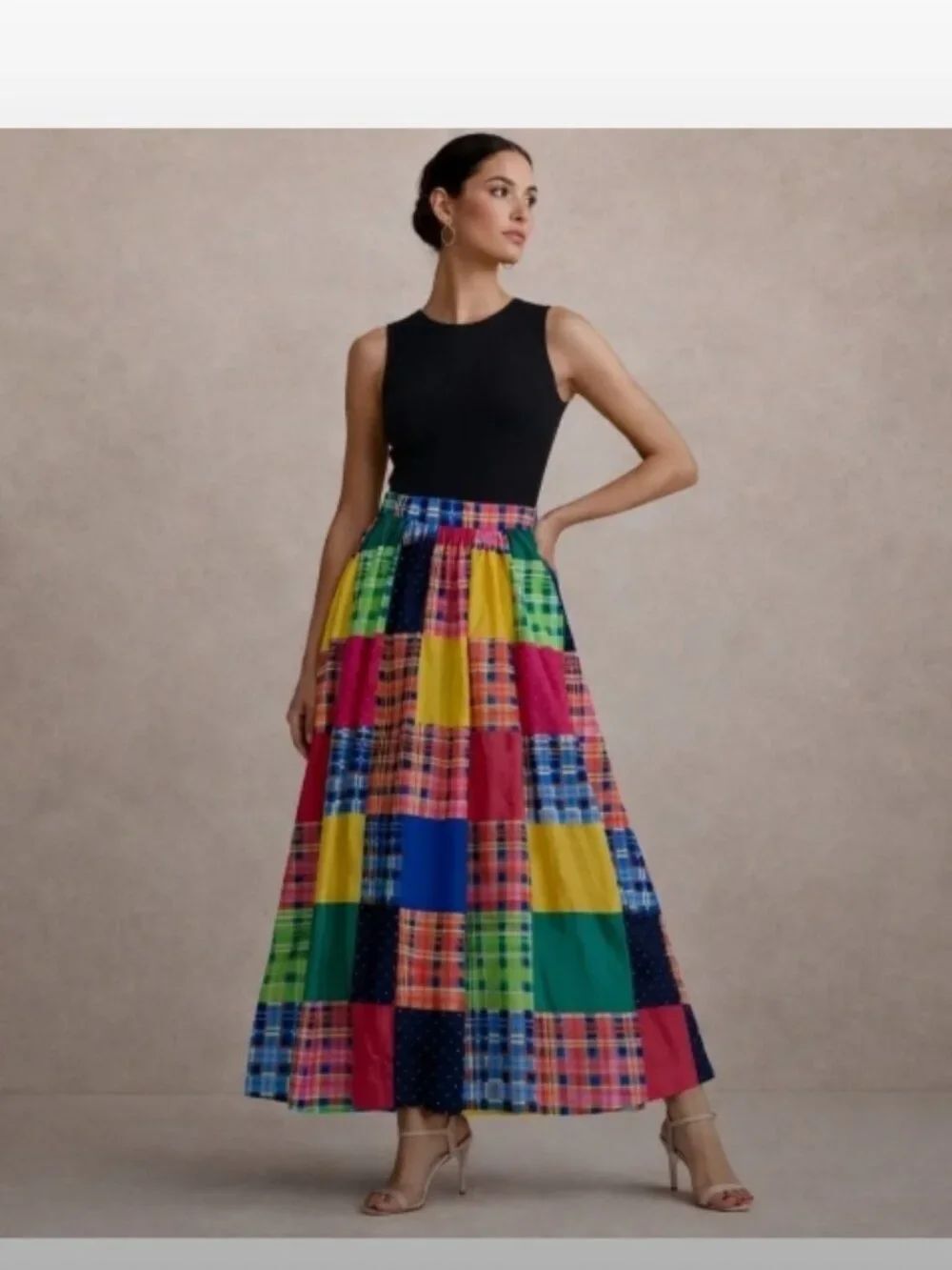 Like New! MAEVE Patchwork A-Line Maxi Skirt Side Pockets Size XS